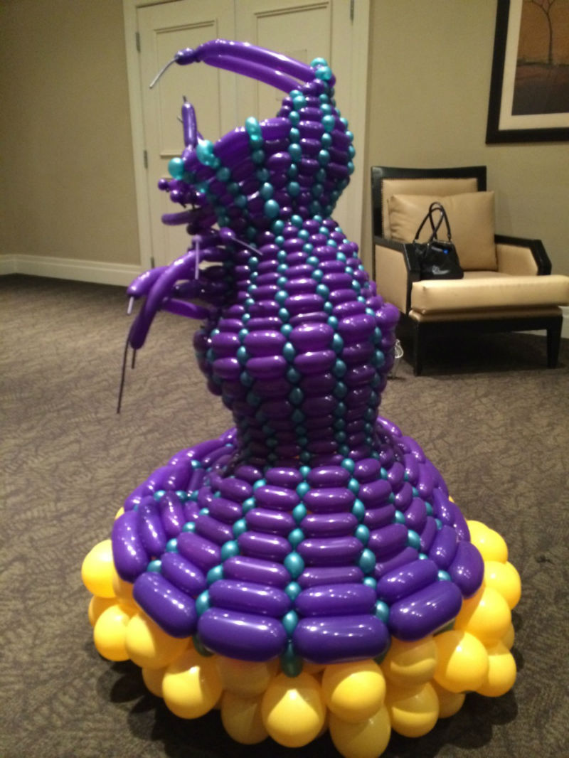 Winking Derby made balloon dress for balloon fashion show