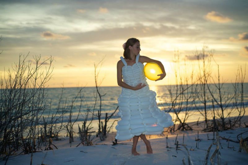 Balloon dress in Tampa Florida by Winking Derby