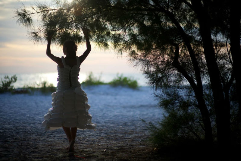 Balloon dress in Tampa Florida by Winking Derby